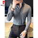 Pier Cardan-Sexy Striped Shirt's Men's Trendy Brand Handsome Design Niche Big-Neck Leck Long à manches de chemise sans fer bleu A213-C6627 M RECOMMANDÉ 100-115JIN [Jin est égal à 0,5 kg]