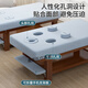 Widened solid wood beauty bed massage bed Chinese medicine massage physiotherapy bed beauty salon special bed with arm holes to watch mobile phone hand hole light blue velvet 190*80 + log bed legs 1