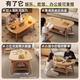LOVEHOODCAT coffee table for the living room with a light luxury and high-end feel 2025 new small apartment mobile simple B&B tea table tea table integrated table hot style double layer double draw | Lantau cedar wood color 120*60*45