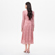Kelaitier [multi-color style] [same style as Qiao Xin] 25-year-old French rose lace dress with temperament embroidered slim style light red XL