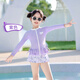 Hot-blooded children's swimsuit, girls' hot spring equipment, girls' sun protection split swimming and diving 2025 new fashion, high appearance, purple, new product discount, sun protection and quick drying 2XL (recommended height 120-130cm, weight 50-60Jin Jin equals 0.5kg)