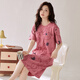Xia wa.zhi. Pajamás para mujeres, camisón de caricatura de algodón puro de algodón puro de verano, versión coreana de cuello redondo y delgado lindo, mujeres embarazadas de gran tamaño, algodón estudiantil x12532 xl