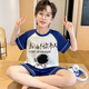 EMBERLOVE2025新款男童夏季睡衣套装纯棉短袖短裤薄款青少年男孩儿童家居服 K6626【双短】 160 M码，155-160cm