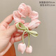 Garenbei's new spring-flavored shimmering tulip bow large intestine hair tie for girls, sweet and western style flower tassel hair tie, one pink + purple tulip hair tie