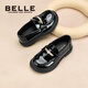 Zapatos Belle para niños, zapatos de cuero negro para niñas, mocasines de estilo nuevo británico de otoño 2025, zapatos de moda para niños, negro 36