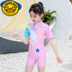 G.duck new summer product, children's swimsuit, girls' quick-drying one-piece sun protection surfing suit for middle-aged and older children 3-15 years old, pink unicorn (swimsuit + swimming cap) L (suitable for weight 20-30Jin Jin equals 0.5kg)