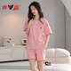 Yalu 2025 new pajamas for women in summer pure cotton short-sleeved sweet casual sports home clothing set Z9859 XL [recommended 120-140Jin [Jin equals 0.5 kg] wear]