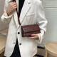 
Stone-patterned candy color French new style small square bag for going out and shoulders fashionable crossbody bag handheld commuting bag coffee color