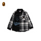 BAPE children's clothing autumn and winter ape letter embroidery plaid stitching long-sleeved shirt jacket 340006L red RDX 140cm one size