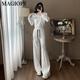 Magiopy International Luxus High-End-Marke Europäische Station Casual Sports Set Frauen 22025 Spring Design Sense White Long Set White Zwei-teilige Set S (100jin [Jin gleich 0,5 kg]))