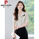 Pierre cardin simple temperament short-sleeved shirt for women 2025 summer thin lapel commuter professional suit small casual women's shirt 9902 white shirt single piece S 85-95Jin [Jin equals 0.5 kg]