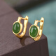 Little Silversmith Hetian Jade Jasper S925 Silver Earring Buckle Women's New Chinese Style National Style Jade Green Earrings Earrings Earrings Earrings Good Gifts