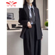 FANAOGE Shoulder Pads Slim Formal Girls' Suit Suit Professional Spring and Autumn College Student Interview Temperament Formal Work Clothes Professional Suit + White Shirt + Straight Pants 3 Pieces With Shoulder Pads S Recommended 80-95 Jin Jin equals 0.5 kg For urgent orders, please contact customer service with SF Express