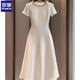 Romont French dress for women 2025 new style dignified and elegant designer chic and beautiful white round neck niche dress white M 100-110Jin Jin is equal to 0.5 kg