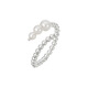 S925 silver beaded ring for women French retro niche light luxury beads open-mouth ring adjustable index finger ring RS1047 silver 925 silver