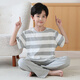 Emberlove Kinderpyjamas Sommer 2025 neue Jungen Kurzarm Lange Hosen Klimaanlage mittelgroße Jungen Sommer Hauskleidung N9901 [kurz und Länge] 130 14 Größen 45-55jin [Jin gleich 0,5 kg]