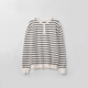 2025 New Men's Bottoming Sweater Korean Style Loose Henley Collar Contrast Color Striped Long Sleeve Sweater Dark Gray 2XL