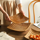 Retro Imitation Rattan Fruit Plate Snack Basket Square Dessert Plate Tray Living Room Coffee House Snack Basket Small Size (20CM*20CM)