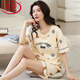 Langsha Pajamas de alta gama para mujeres en verano delgada de algodón puro de algodón puro estilo princesa linda se puede usar afuera con juego de ropa para el hogar de gran tamaño LS5009 Set corto M Peso de las mujeres 70-95 Jin [Jin equivale a 0.5 kg]