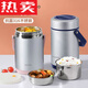 Tuojin German imported quality autumn and winter thermal insulation lunch box stainless steel extra long thermal insulation vacuum large capacity rice bucket 24 316 enamel blue 2 layers 1.8L