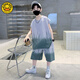 G.DUCK男童背心夏装套装2025新款网红儿童夏季无袖运动服薄款中大童夏款 TZK687-绿色套装 140 建议身高130-140厘米