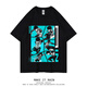 Zhizhen Masculino Dios Blue Pisos Blue Lock Camiseta de anime Camiseta de manga corta Meniguas Parejas Summer Bluelock Impreso ropa de niños Negro [A691] XS Tamaño 160