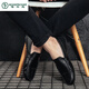 Woodpecker Spring and Summer 2025 new Doudou shoes men's leather shoes Korean version driving shoes lazy shoes social trend casual men's shoes yellow 9880 42