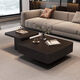 Zhixing Italian gray slate coffee table light luxury high-end style small apartment living room home Italian minimalist 2025 new square coffee table square + T new Italian gray slate black frame black cabinet 80 slate + side table 60
