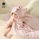 Bc babycare newborn baby velvet hooded bath towel, soft absorbent and quick-drying baby and children's bath robe cover blanket and children's bath towel new release little pink elephant (105*105cm)