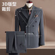 ROMON suit + vest + trousers suit men's business double-breasted casual suit dress men's black 3XL