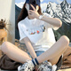 耐克（NIKE）女装运动套装25夏新款舒适透气时尚印花短袖T恤宽松五分裤两件套 IF0607-100+HM8980-010 L