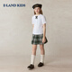 E LAND KIDS 100% cotton children's clothing girls' shirt spring and summer new pleated lapel short-sleeved Ivory ivory/39 130