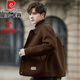 皮尔卡丹（pierre cardin）羊毛呢夹克男士外套2024秋冬季高端休闲短款双面呢子羊毛大衣男装 黑色 S