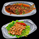 Caja de papel de aluminio de bocina de bochao caja de comida rápida desechable horno arroz horneado barbacoas tazón para llevar caja de aluminio empaquetado caja de placa de pescado ovalada 3524 (placa de pescado) 500 paquetes