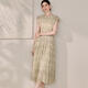 ROEYSHOUSE Luoyi temperament casual lace-up dress 2025 summer new elegant style waist-hugging large hem skirt 12250 color (delivery belt) 2XL