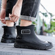 
Couple rain boots men's water shoes women's short tube non-slip low top waterproof rubber shoes kitchen work rain boots fishing boots overshoes black [men and women-universal] 41-42