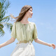 Baitu Betu Women's Clothing 2025 Summer NUEVA Camisa de camisa Diseño de la tela de imitación Fabrica no fácil de arrugas Mujeres de manga corta 2506T24 Verde L