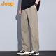 Jeep (JEEP) casual pants men's autumn and winter trendy straight work pants men's loose cotton trousers men's pants apricot XL
