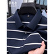 
GYOUNGOR Yageo Men's Short Sleeve T-shirt Summer New Middle-aged Business Casual Lapel Striped Solid Color Polo Shirt Top Light Sky Blue Y15100 M 170/88A