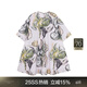 Jiangnan Buyi (JNBY) [same style in the mall] 25 summer new dress, small flower cyclamen printed mid-sleeved round neck A-shaped 5P4G15430 690/pink XS