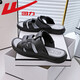 Huili Sandalen Sommer-Herrenschuhe atmungsaktive und offene Sandalen für die lässige, weiche Sohle, leichte Strandschuhe für Männer 3881-(Schwarz) Größe 43 (Größe ist klein und empfohlen, eine Größe größer zu nehmen)