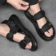 XI und Han Summer New große Männerschuhe 45 tragbare Klettverbindlichkeits Sandalen 46 Soft-Soled Casual Shoes 47 Loose Beach Schuhe 15601 Schwarz Orange 44