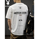 Playboy; PLAYBOY2025 white new short-sleeved T-shirt for men loose fashion brand summer pure cotton half-sleeved American ins heavy men's T-shirt HST1518 white 2XL weight 160-180Jin [Jin equals 0.5 kg]