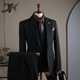 DK high-end men's one-button suit suit men's striped jacket casual business formal dress suit two-piece set one-button dark gray (suit + trousers) 2XL 54 (138-150Jin Jin equals 0.5 kg)