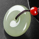 White jade color peace buckle imitation jade pendant gold wire necklace jade men's and women's mutton fat pendant imitation jade pendant item peace buckle emerald green large size