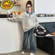 
G.DUCKKIDS girls sweatshirt 2025 spring and autumn new fashionable and fashionable mid-large children internet celebrity street denim girl autumn top gray 150 cm suitable for 140-150 cm age 9-10 years old
