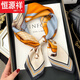 
Hengyuanxiang new Korean version of silk scarf small square scarf women's decoration versatile retro Japanese and Korean version of literary scarf retro temperament Oil painting girl - light gray light luxury products popular this year