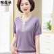 Kuzhang (Kuzhang) 2025 NUEVA MADRE SUMMER Camiseta de punto de su verano Traje de manga corta de verano de mediana edad de mediana edad y anciana