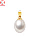 Drop-shaped freshwater pearl pendant, silver 925 without chain, exquisite and elegant pendant for girlfriend, 9.3-10.3mm white pearl + 925 silver yellow support