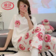 浪莎轻奢睡衣女款纯棉夏季短袖长裤夏天薄款夏款玉桂狗春秋可爱家居服 JZM-6625爱心 XL